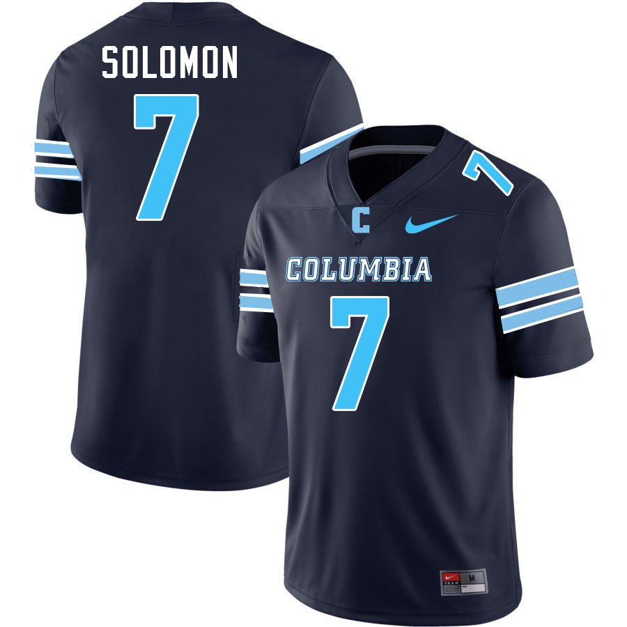 Columbia Lions #7 Caleb Solomon College Football Jerseys,Uniforms Stitched-Navy